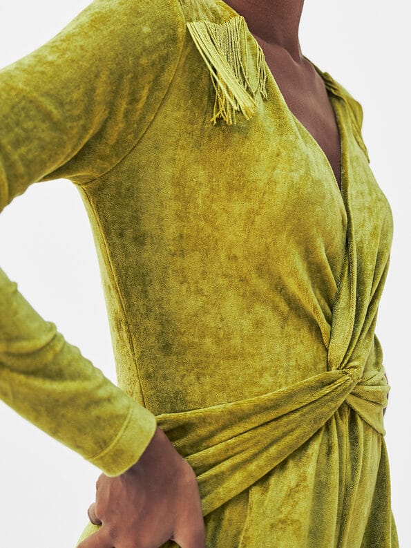 Samt Jumpsuit mit Fransen aus Tencel by Lenzing - Mademoiselle YéYé