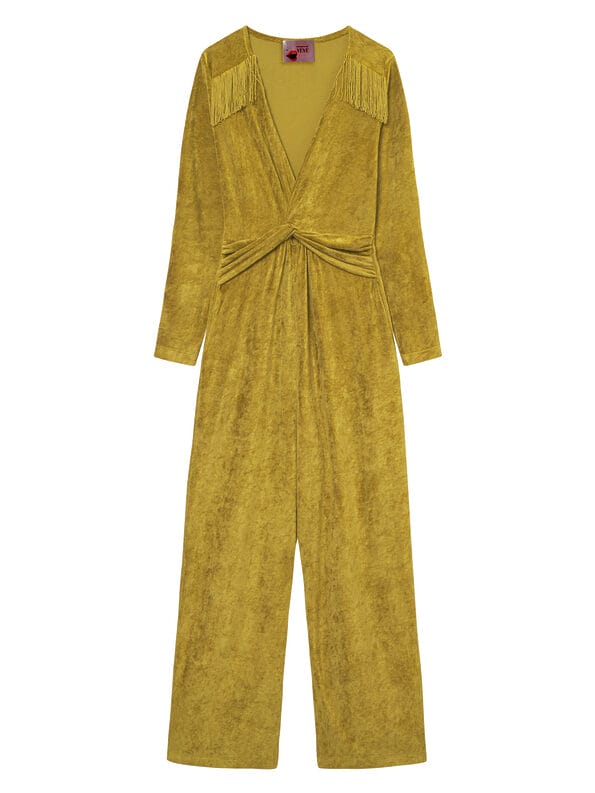 Samt Jumpsuit mit Fransen aus Tencel by Lenzing - Mademoiselle YéYé